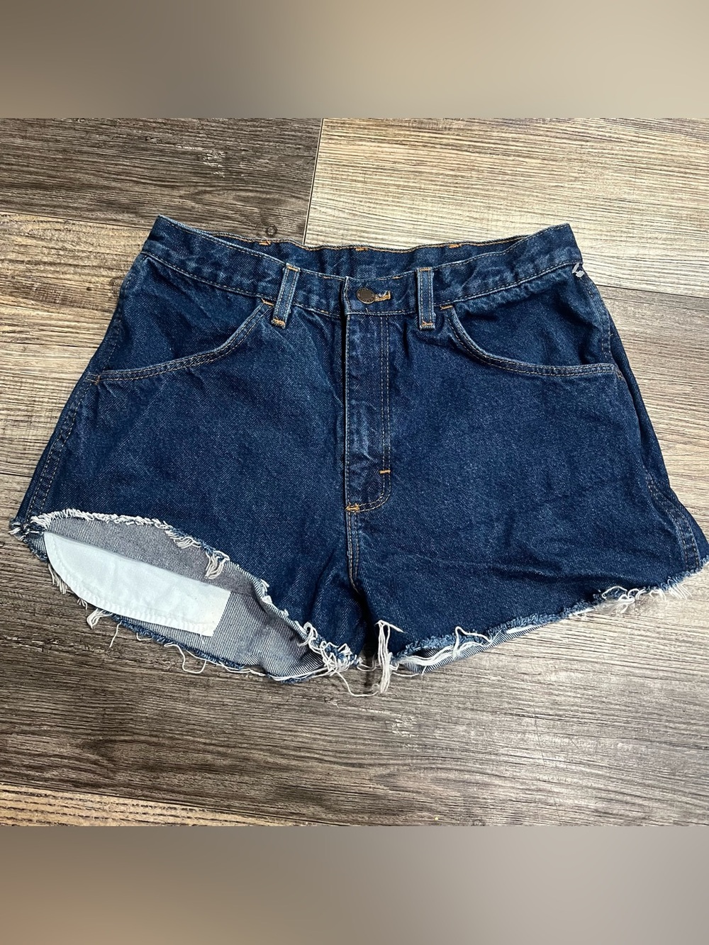 Vintage Rustler Denim Cutoff Shorts 33 Dark Wash High Rise Western Cowgirl